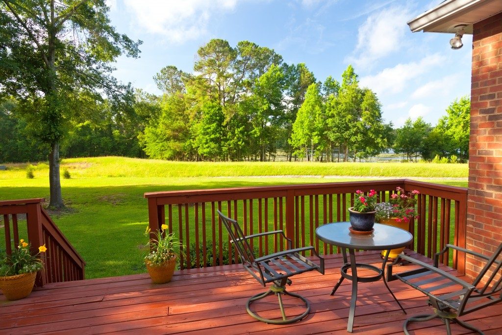 patio with beautiful backyard view