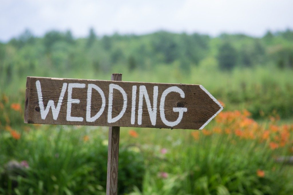 Wedding road sign