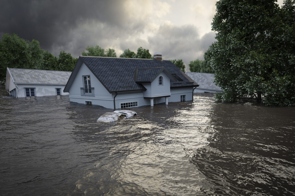 a house in a flood