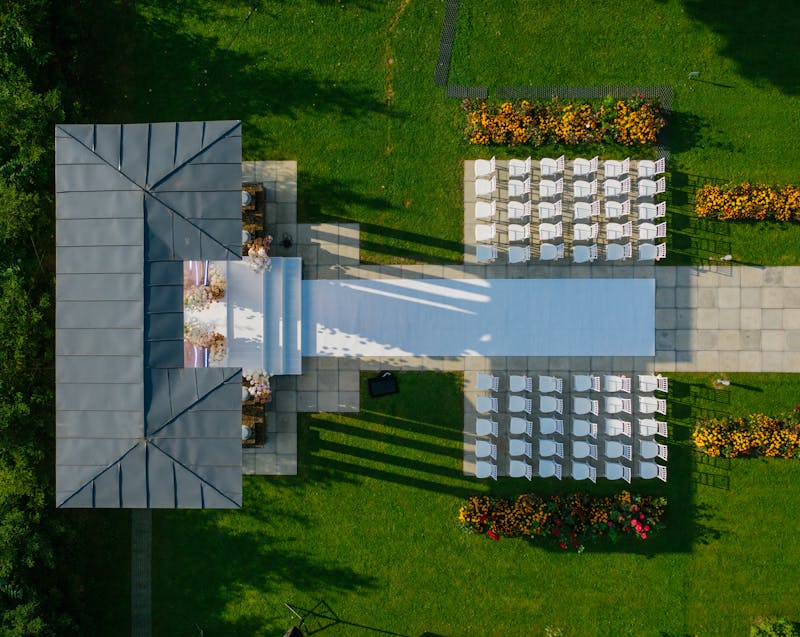 aerial view of a wedding venue